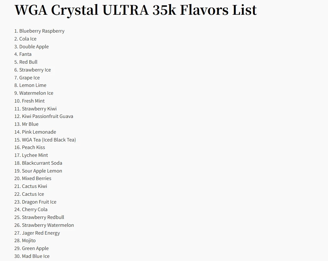 wga ultra 35k 35000 puffs crystal disposable vape wga ultra 35k 35000 puffs crystal disposable vape